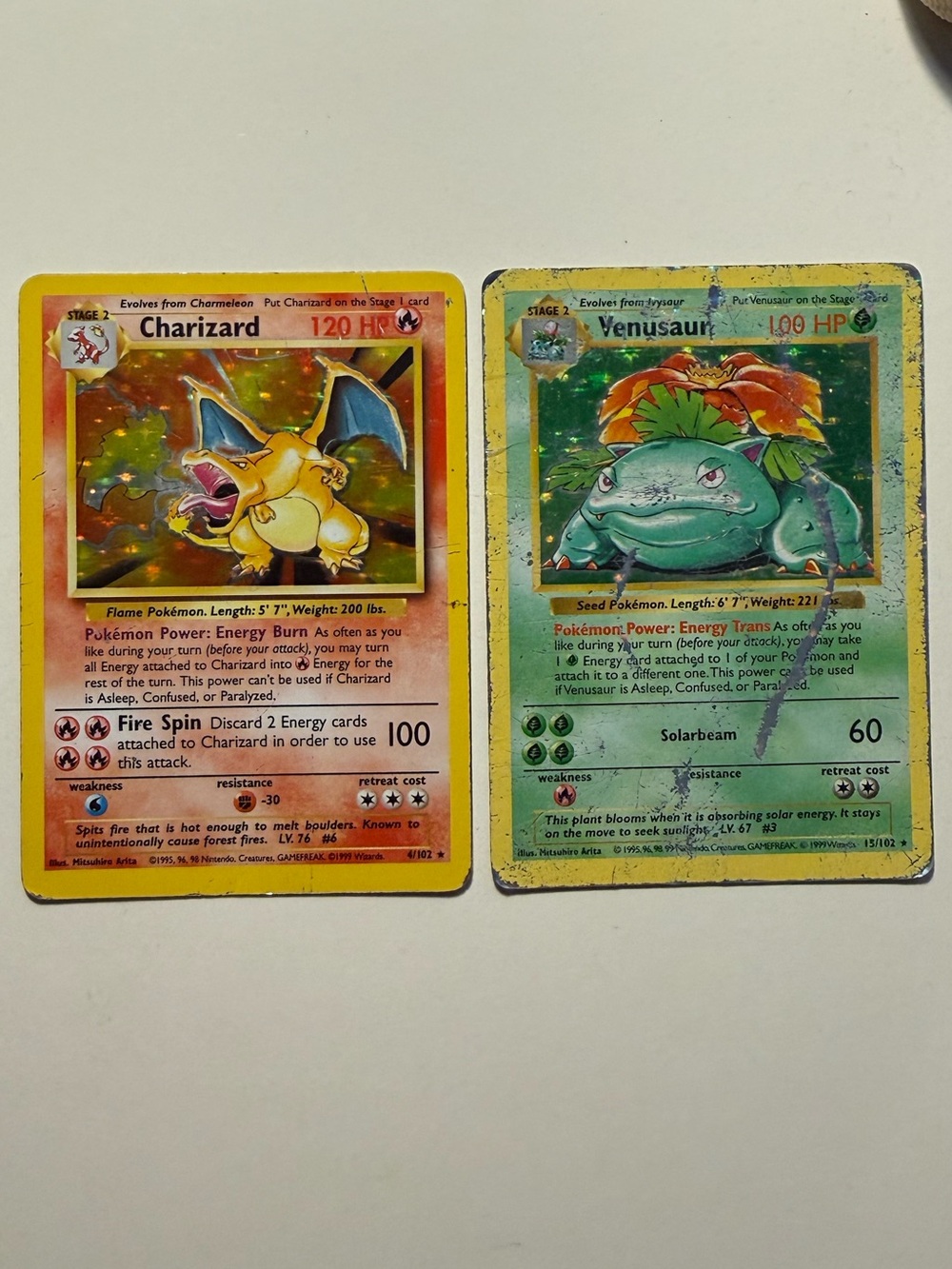 Original 1999 Holo Charizard and Venusaur